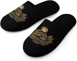 Sloth Meditation Yoga Warm Mens Slippers Winter Slip On Breathable Lightweight House Shoes Washable Indoor
