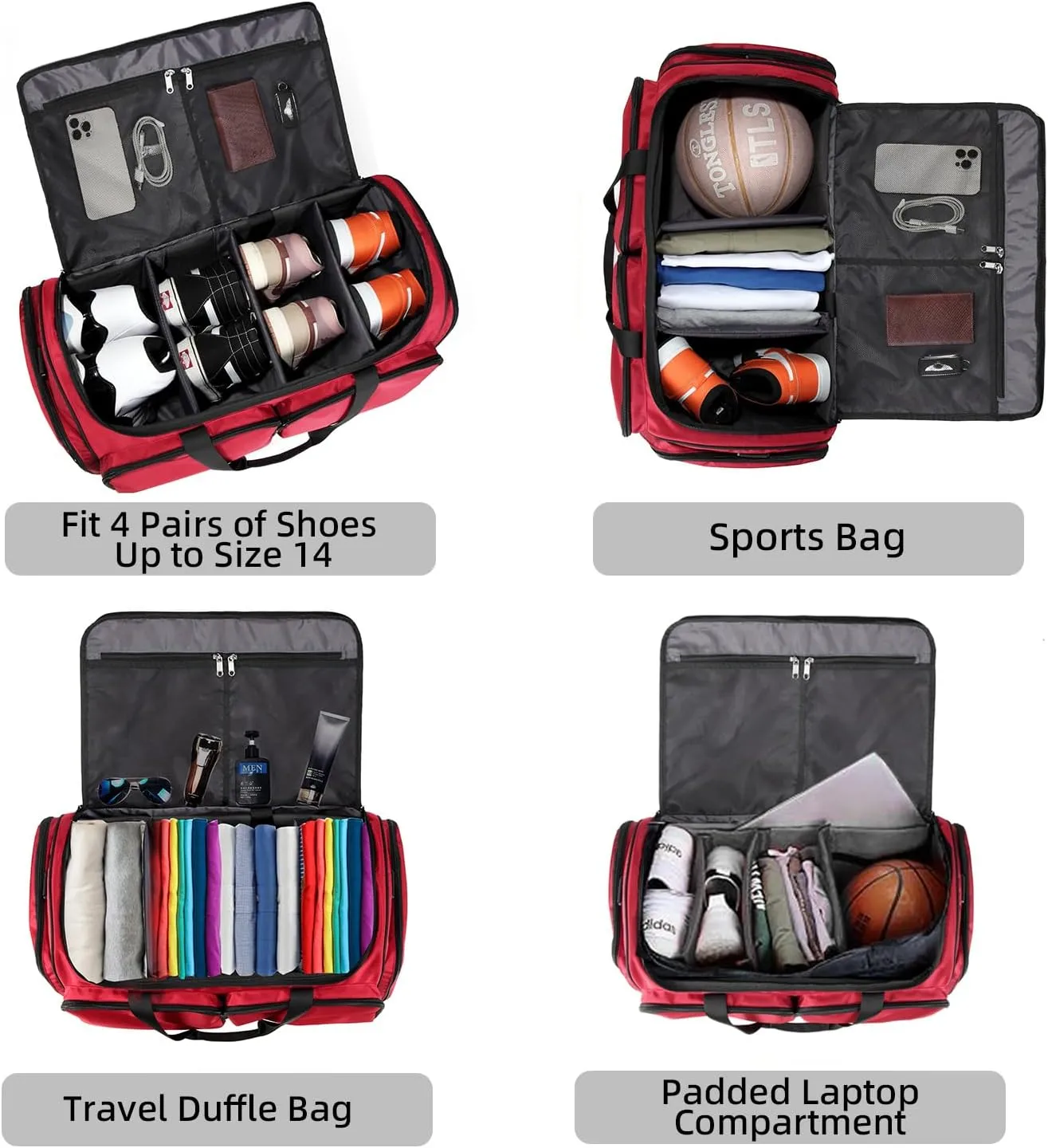 Sneaker Bag Travel Shoes Duffel Bag Men Women Gym Sport Luggage Duffle Carrying Case Bag Divider Adjustable Compartment Portable Soccer Athletic Shoes Carrier Heavy Duty Traveling Accessories