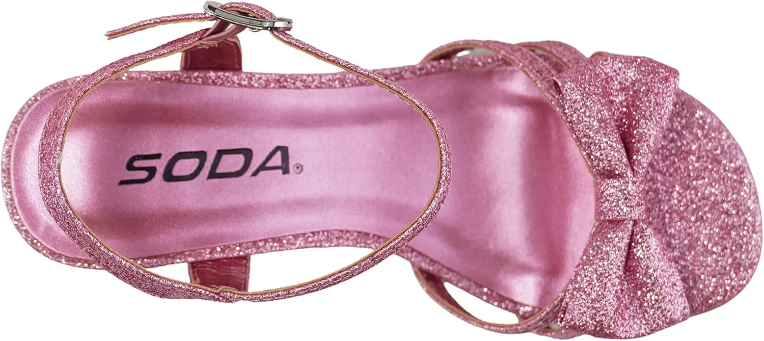 Soda Girly-2 Children's Girl's Open Toe Slingback Block High Heel Sandals