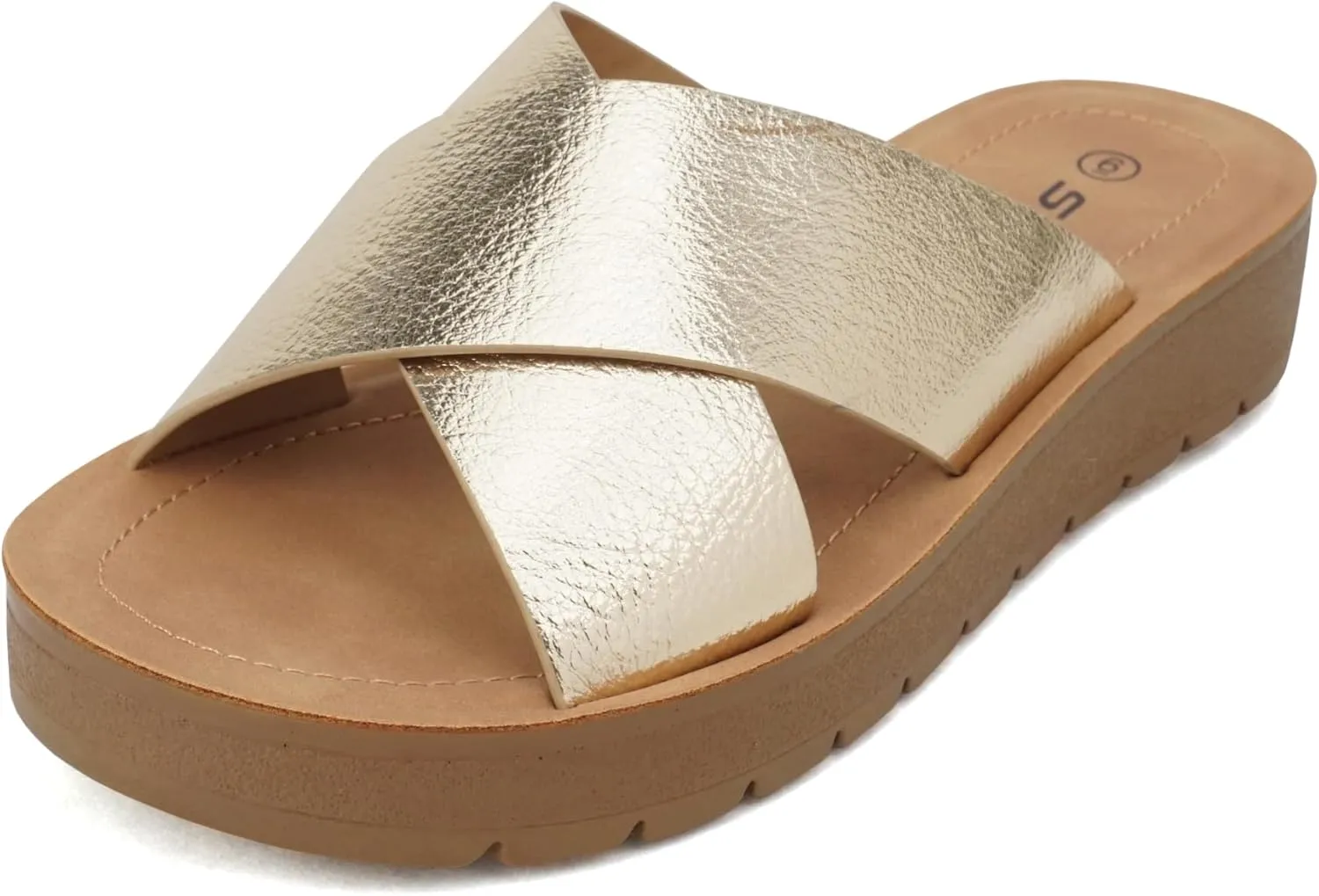Soda LUCY ~ Women Open Toe Flatform Platform Crisscross Band Upper Fashion Slide Sandals