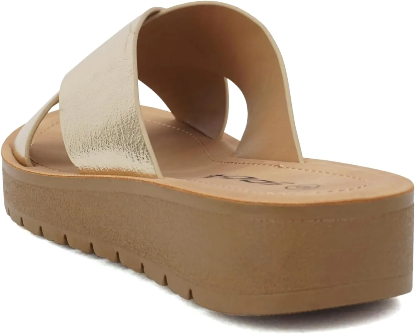 Soda LUCY ~ Women Open Toe Flatform Platform Crisscross Band Upper Fashion Slide Sandals