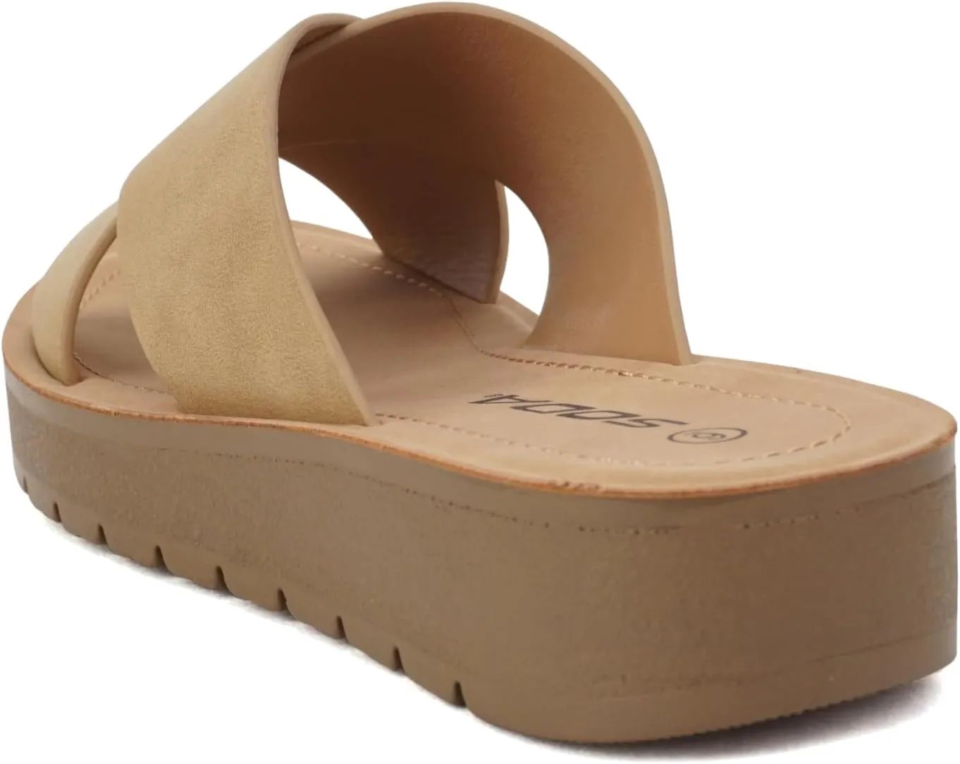 Soda LUCY ~ Women Open Toe Flatform Platform Crisscross Band Upper Fashion Slide Sandals
