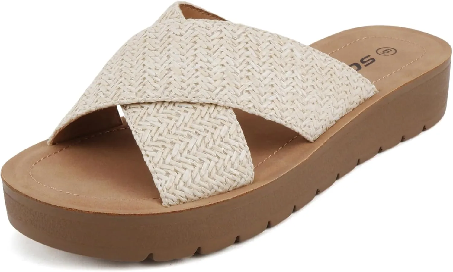 Soda LUCY ~ Women Open Toe Flatform Platform Crisscross Band Upper Fashion Slide Sandals