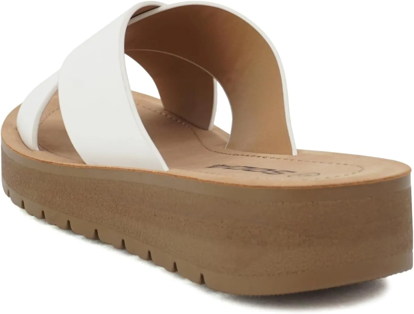 Soda LUCY ~ Women Open Toe Flatform Platform Crisscross Band Upper Fashion Slide Sandals