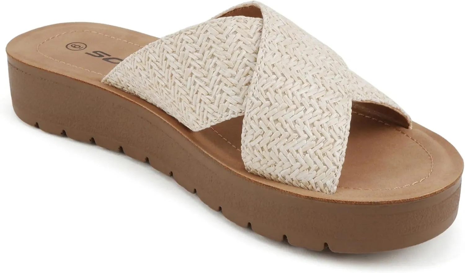 Soda LUCY ~ Women Open Toe Flatform Platform Crisscross Band Upper Fashion Slide Sandals