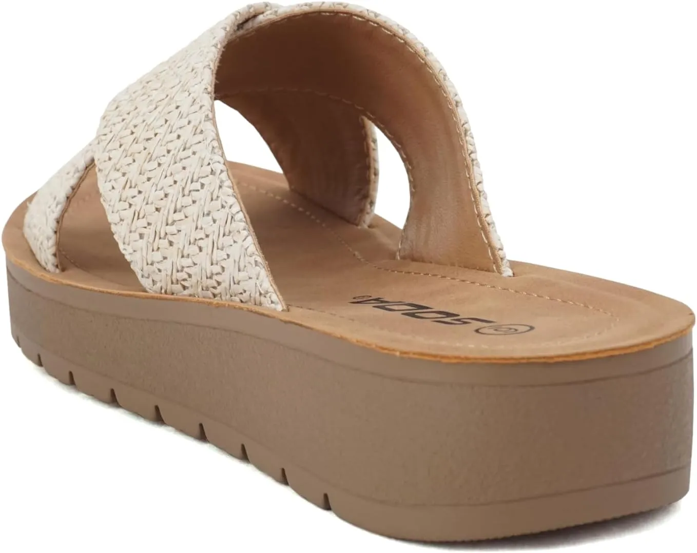 Soda LUCY ~ Women Open Toe Flatform Platform Crisscross Band Upper Fashion Slide Sandals