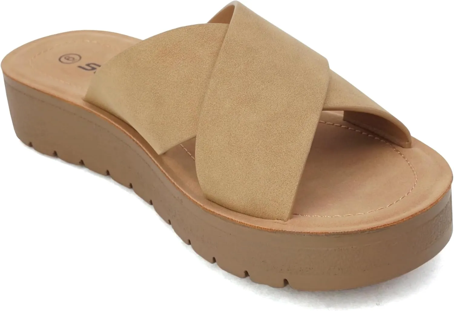 Soda LUCY ~ Women Open Toe Flatform Platform Crisscross Band Upper Fashion Slide Sandals