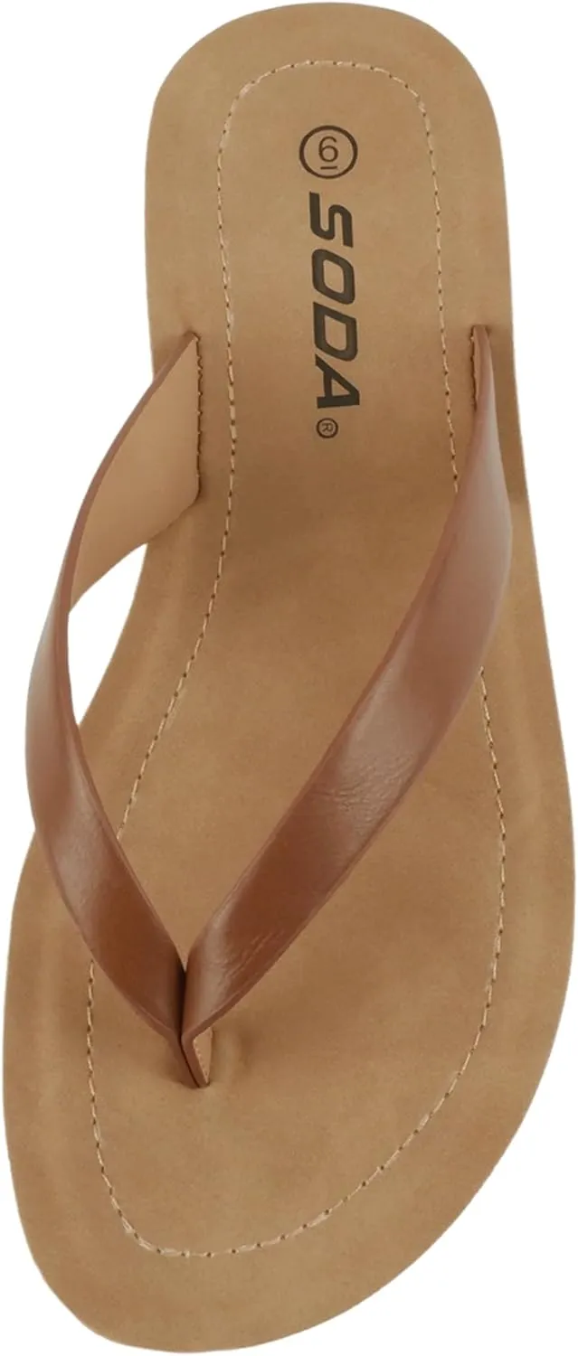 Soda Shoes Women Flip Flops Basic Plain Slippers Thongs Sandals Strap Casual Beach Ella-S