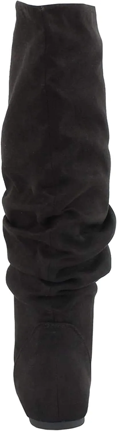 Soda Women's Zuluu Slouchy Faux Leather Knee HIgh Flats Boots