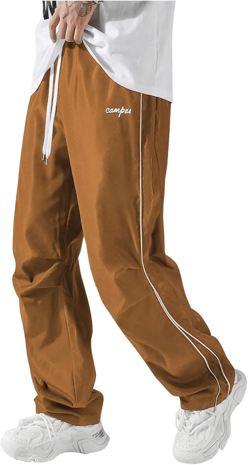 SOLY HUX Men's Parachute Pants Y2k Baggy Sweatpants Wide Leg Drawstring Waist Casual Pants Streetwear