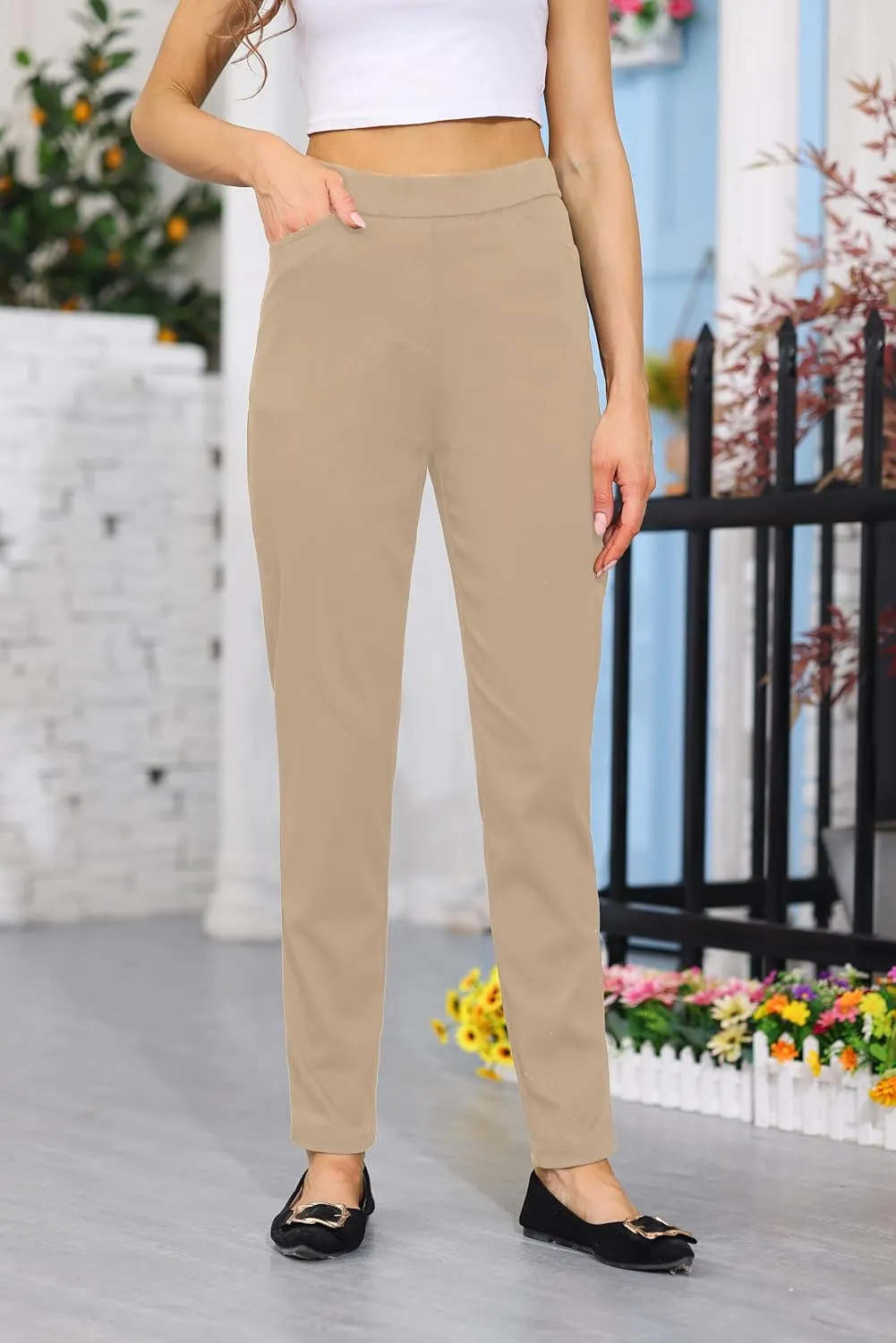 Soojun Women's Comfy Ultra Stretch Pull On Ankle Pant