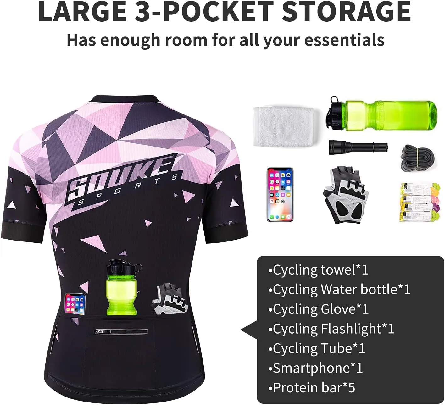 Souke Sports Women's Cycling Jersey Biking Shirts Short Sleeve Shirt Biking Clothing