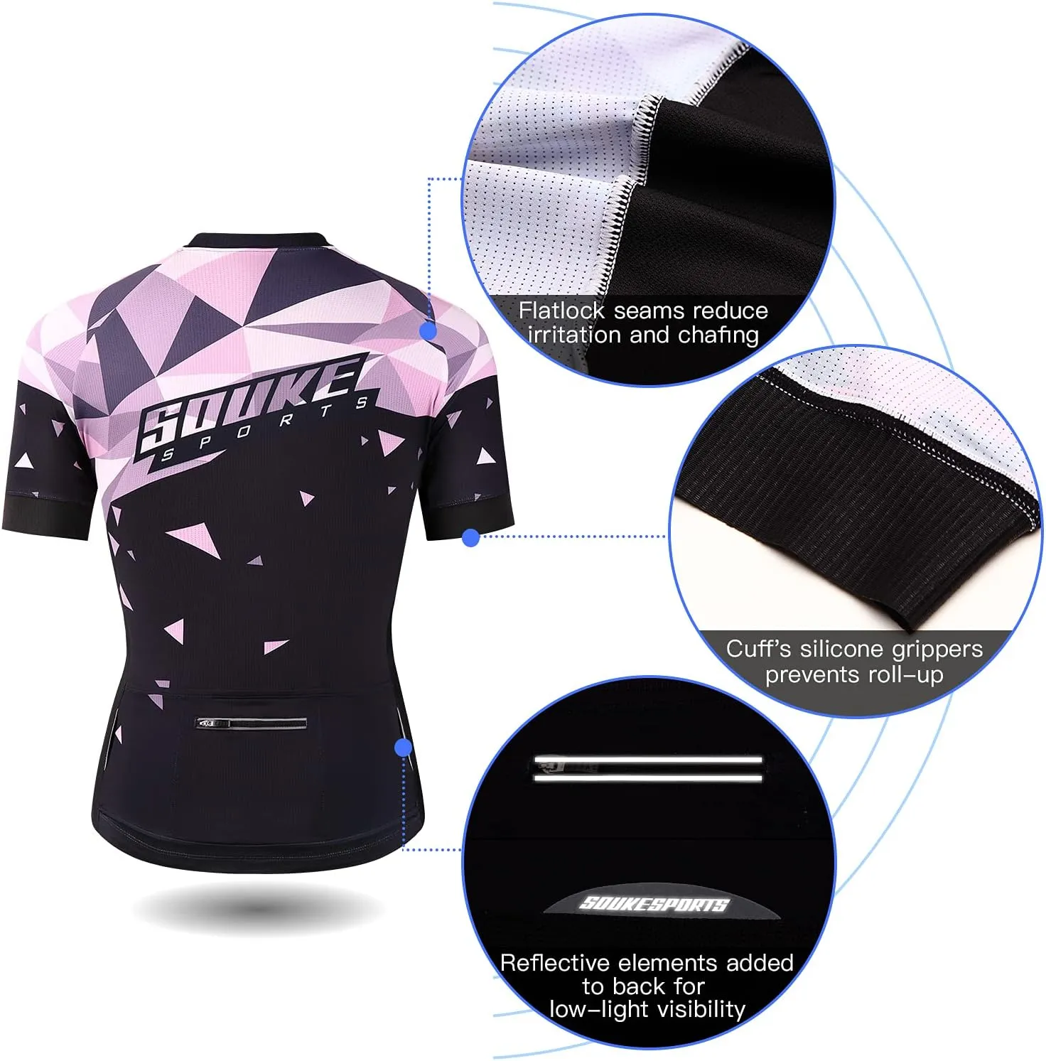 Souke Sports Women's Cycling Jersey Biking Shirts Short Sleeve Shirt Biking Clothing