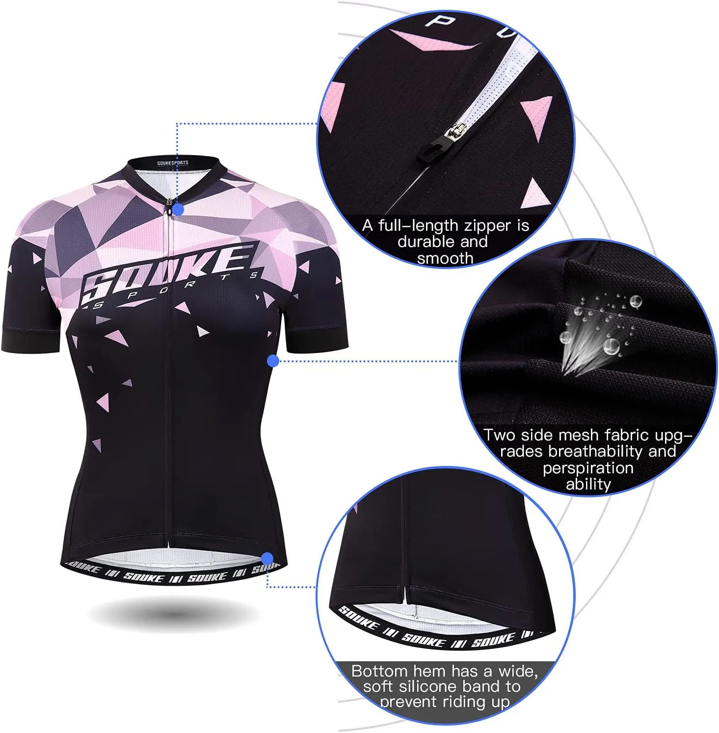 Souke Sports Women's Cycling Jersey Biking Shirts Short Sleeve Shirt Biking Clothing