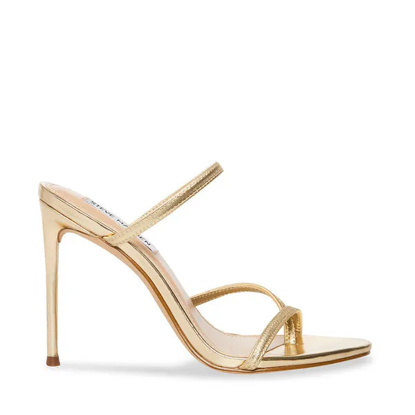 Steve Toe Heeled Protected Madden Gold Strap Bellezza Instant access Ankle Mule Sandal Open Rounded