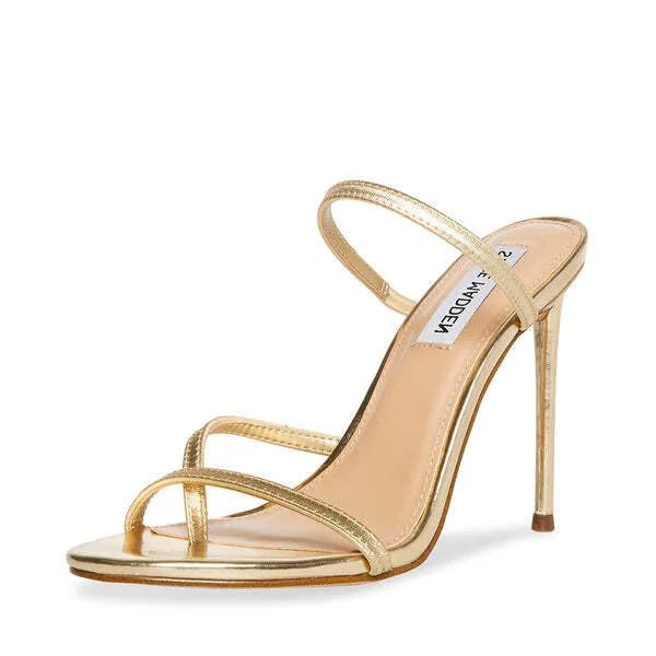 Steve Toe Heeled Protected Madden Gold Strap Bellezza Instant access Ankle Mule Sandal Open Rounded