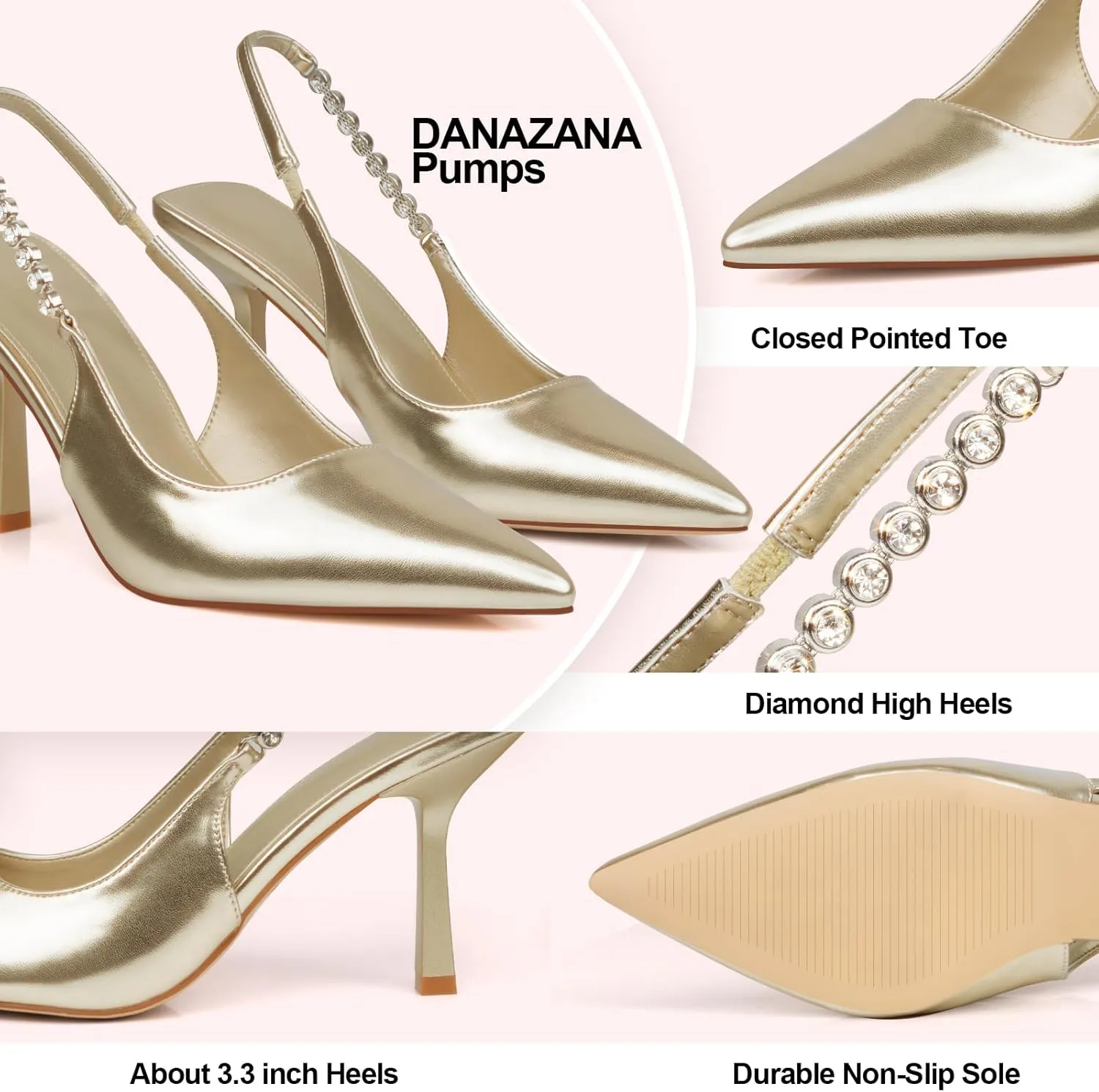 Stiletto Slingback High Heels Pointed Toe Slip On Sandals Stretch Strap Closed Toe Kitten Heels Pumps for Office Wedding Size 6-10