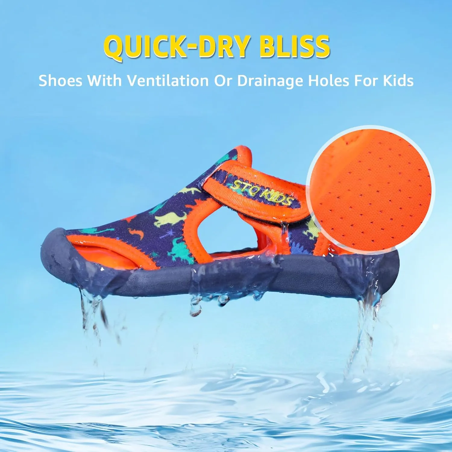 STQ Boys Girls Water Shoes Quick-Dry Slip on Beach Swim Pool Sandals(Toddler/Little Kid)
