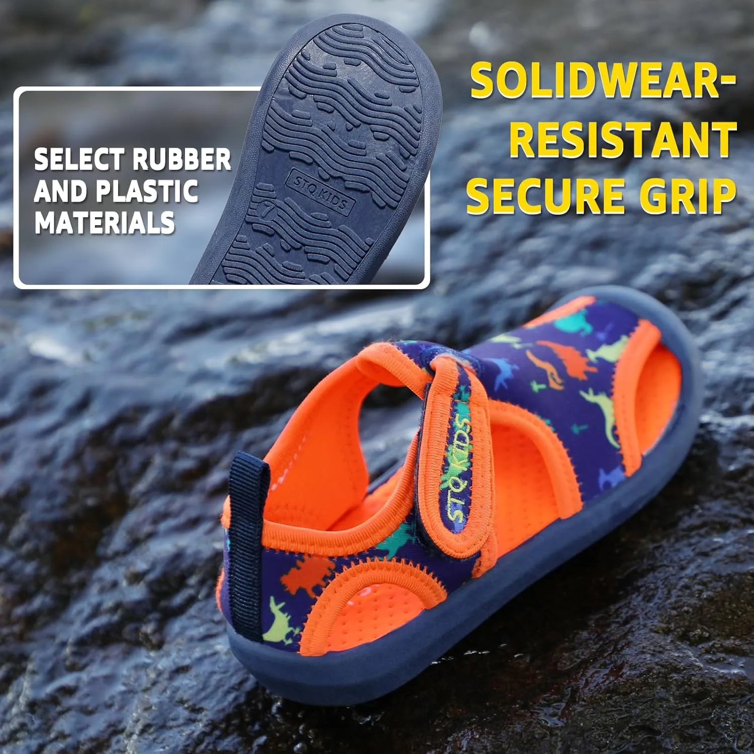 STQ Boys Girls Water Shoes Quick-Dry Slip on Beach Swim Pool Sandals(Toddler/Little Kid)