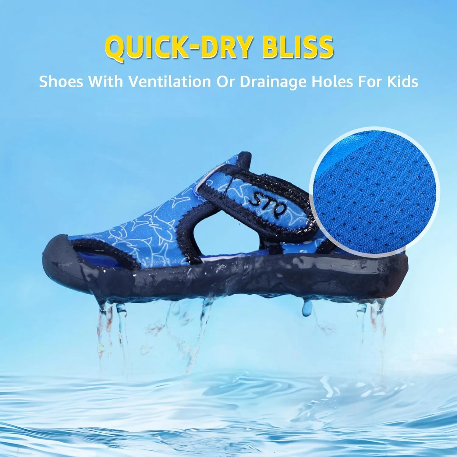 STQ Boys Girls Water Shoes Quick-Dry Slip on Beach Swim Pool Sandals(Toddler/Little Kid)