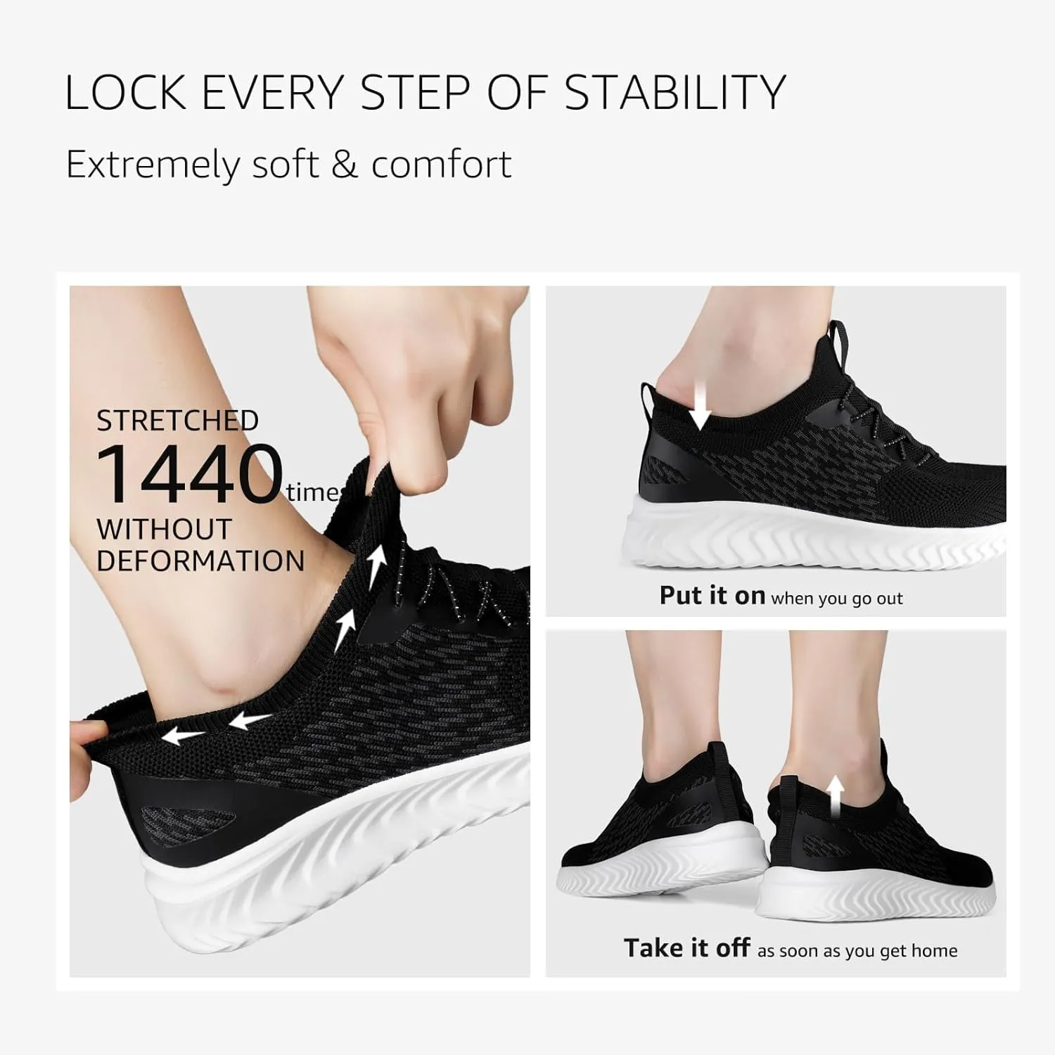 STQ Walking Shoes Women Arch Support Slip on Sneakers with Memory Foam Comfort Lightweight