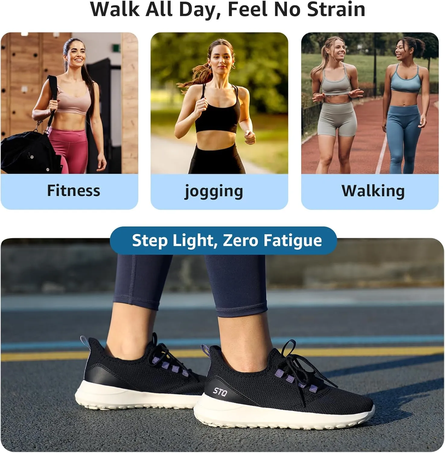 STQ Womens Slip On Sneakers Tennis Walking Orthopedic Shoes Breathable Athletic Gym Workout Cross Training Sneakers