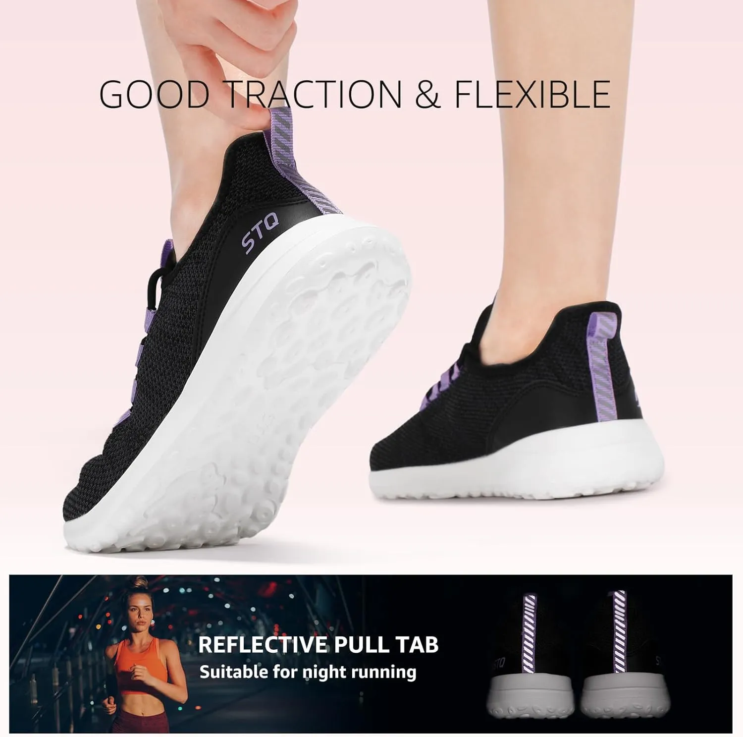 STQ Womens Slip On Sneakers Tennis Walking Orthopedic Shoes Breathable Athletic Gym Workout Cross Training Sneakers