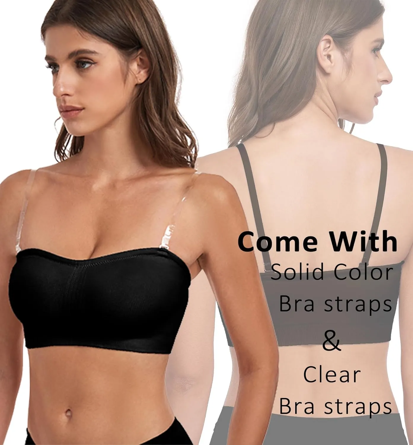 Strapless Bra for Women-Convertible Comfort Bandeau Bra with Non-Slip Silicone,Seamless Wirefree Padded Bralette