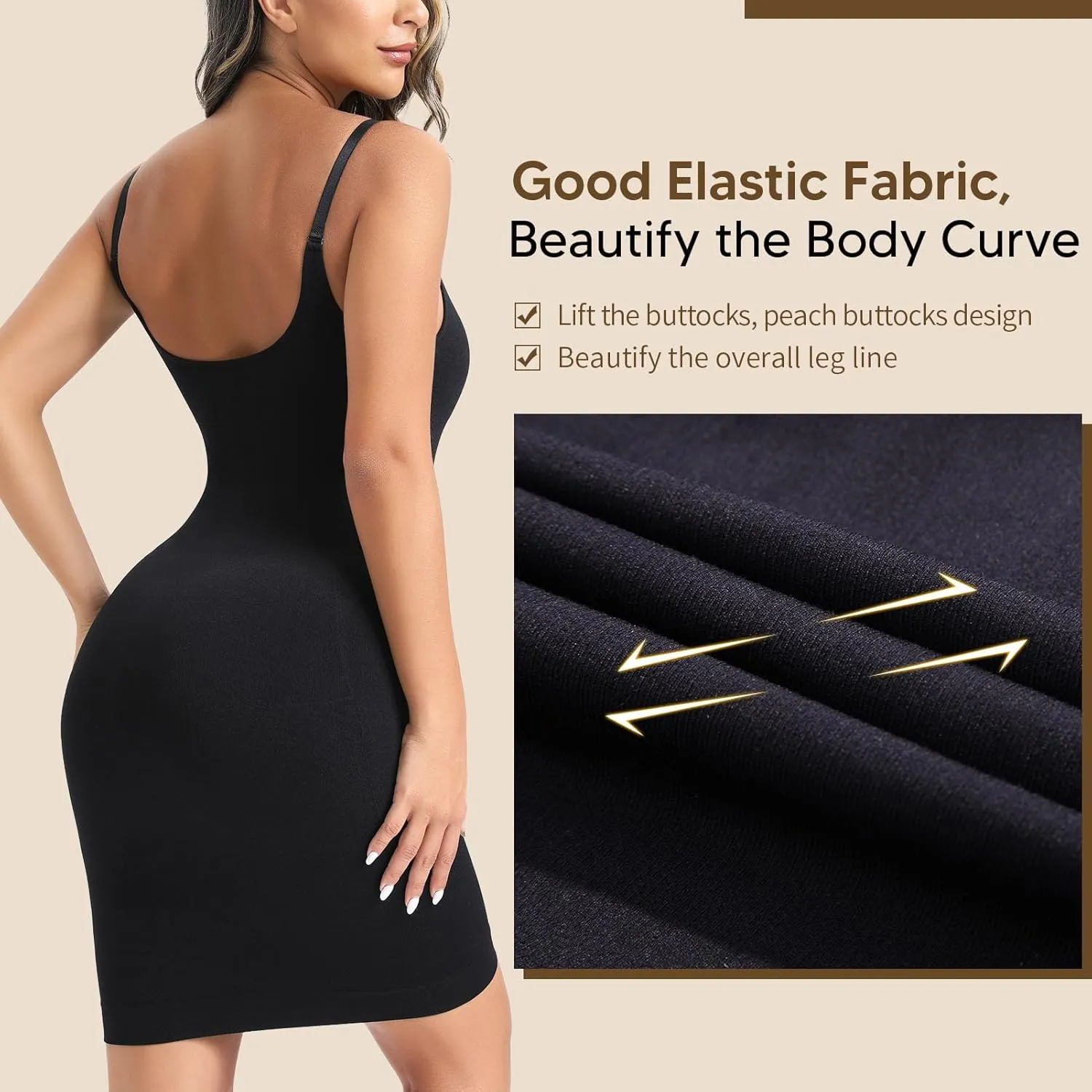 Strapless Shapewear Slip for Women Under Dresses V Neck Full Slip Shaper Tummy Control