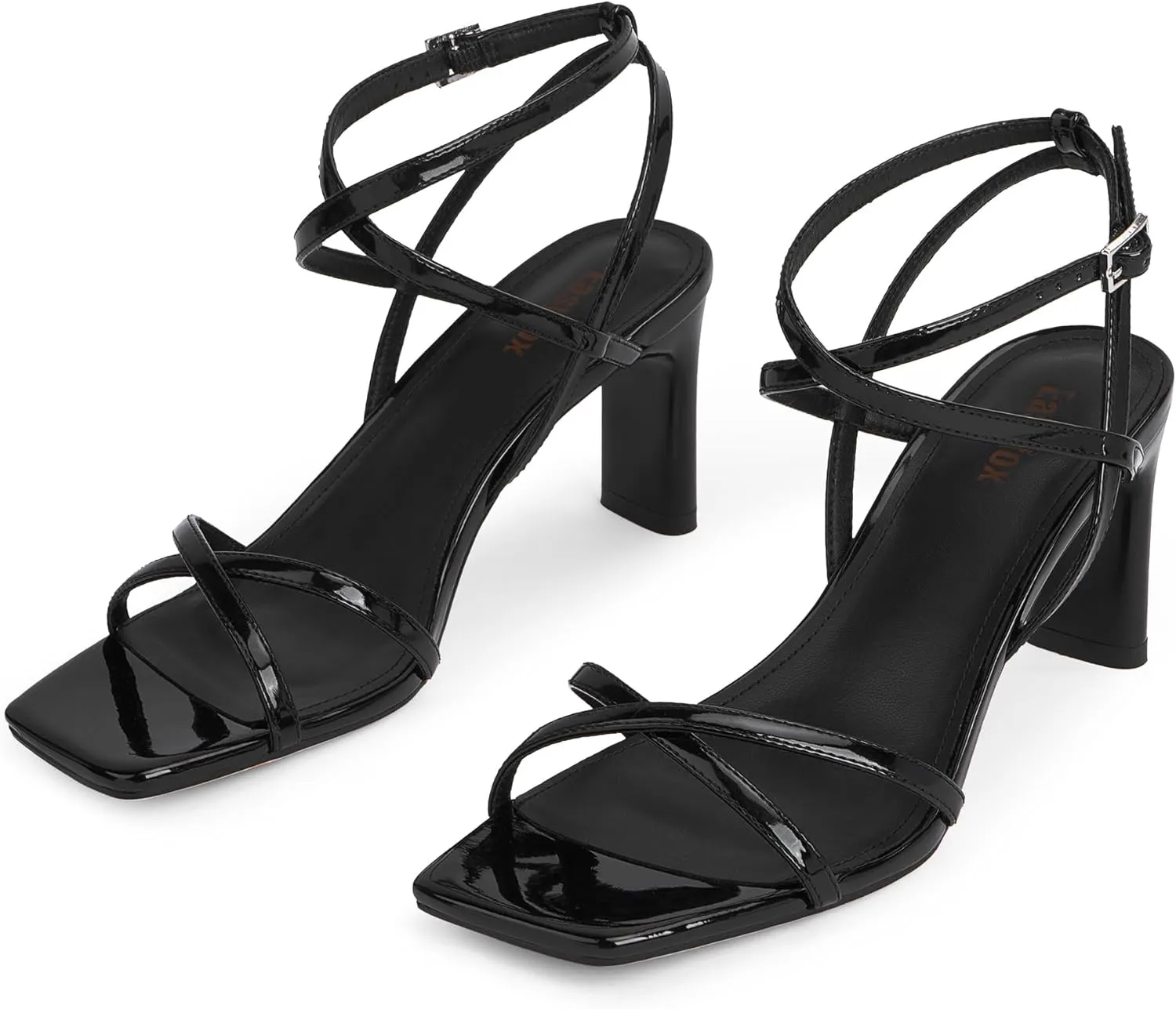 Strappy Heels for Women Square Open Toe Chunky High Heels Ankle Strap Sandals Comfort Dress Party Wedding Shoes