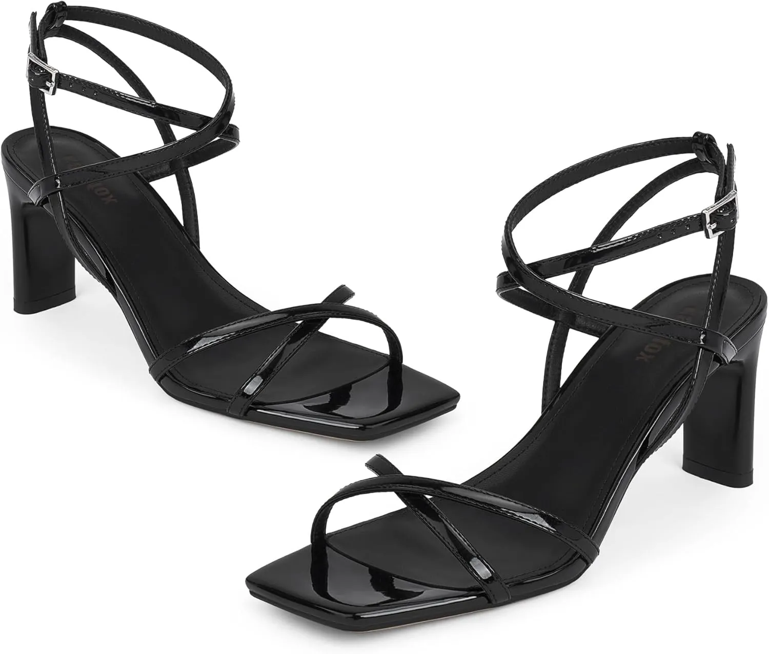 Strappy Heels for Women Square Open Toe Chunky High Heels Ankle Strap Sandals Comfort Dress Party Wedding Shoes