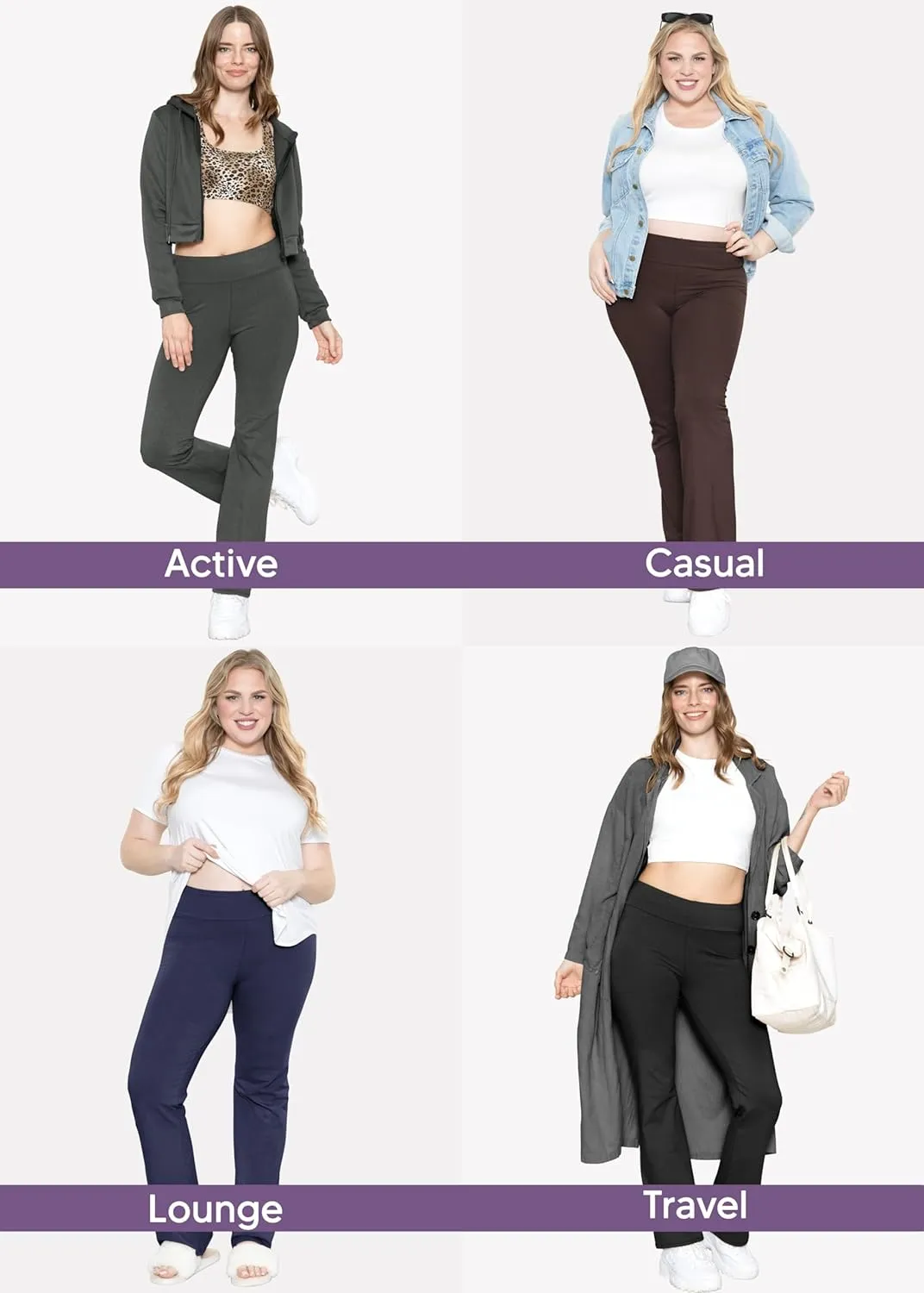 STRETCH IS COMFORT Women Plus Size High Waist Cotton Bootcut Yoga Pants | XL-7X