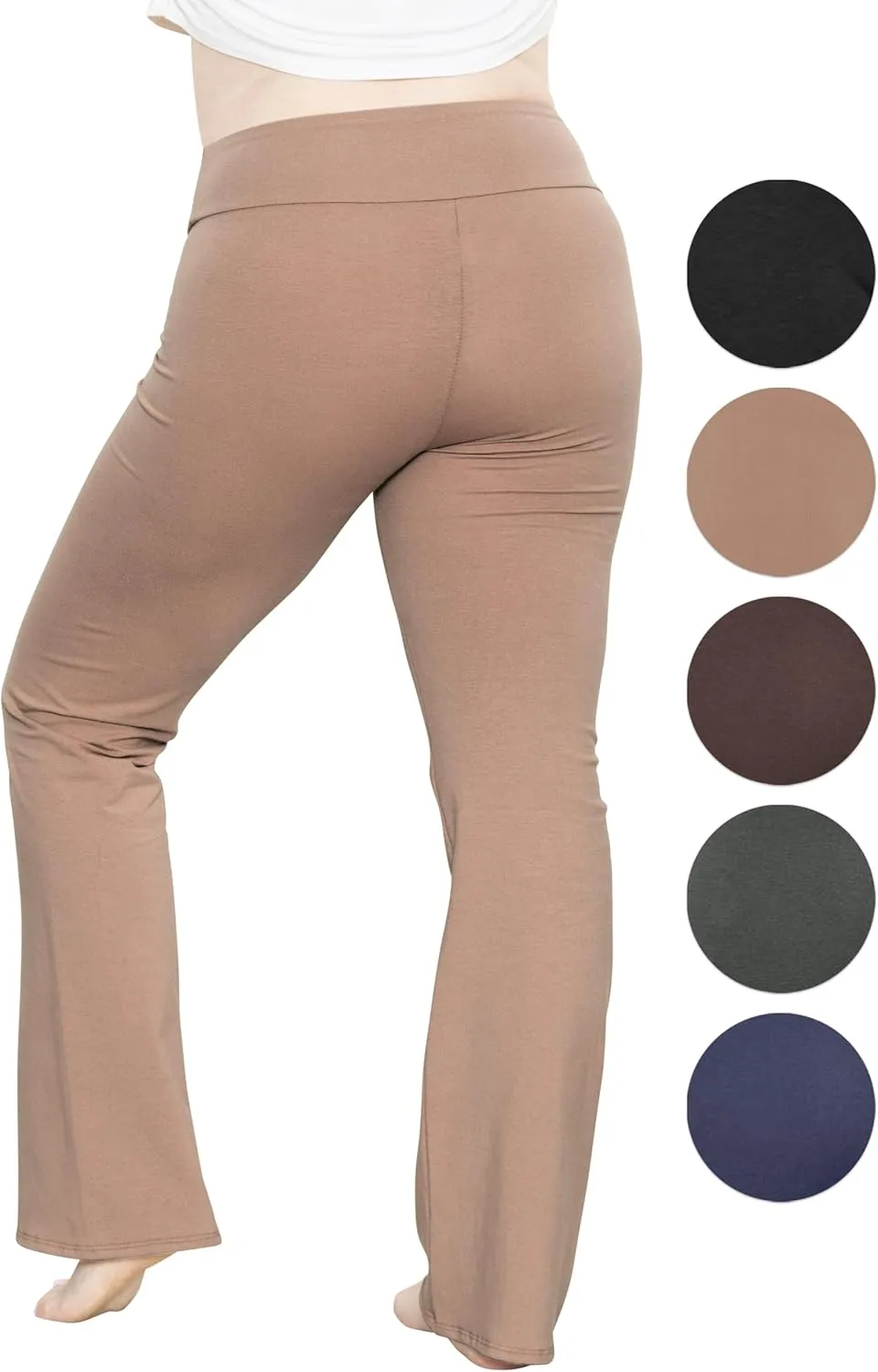 STRETCH IS COMFORT Women Plus Size High Waist Cotton Bootcut Yoga Pants | XL-7X