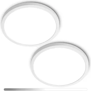 SunRider 2-Pack LED Flush Mount Ceiling Light, 12 Inch 2400LM, 5000K Daylight White, 24W Dimmable Modern Slim Round Flat Lights for Bedroom Hallway