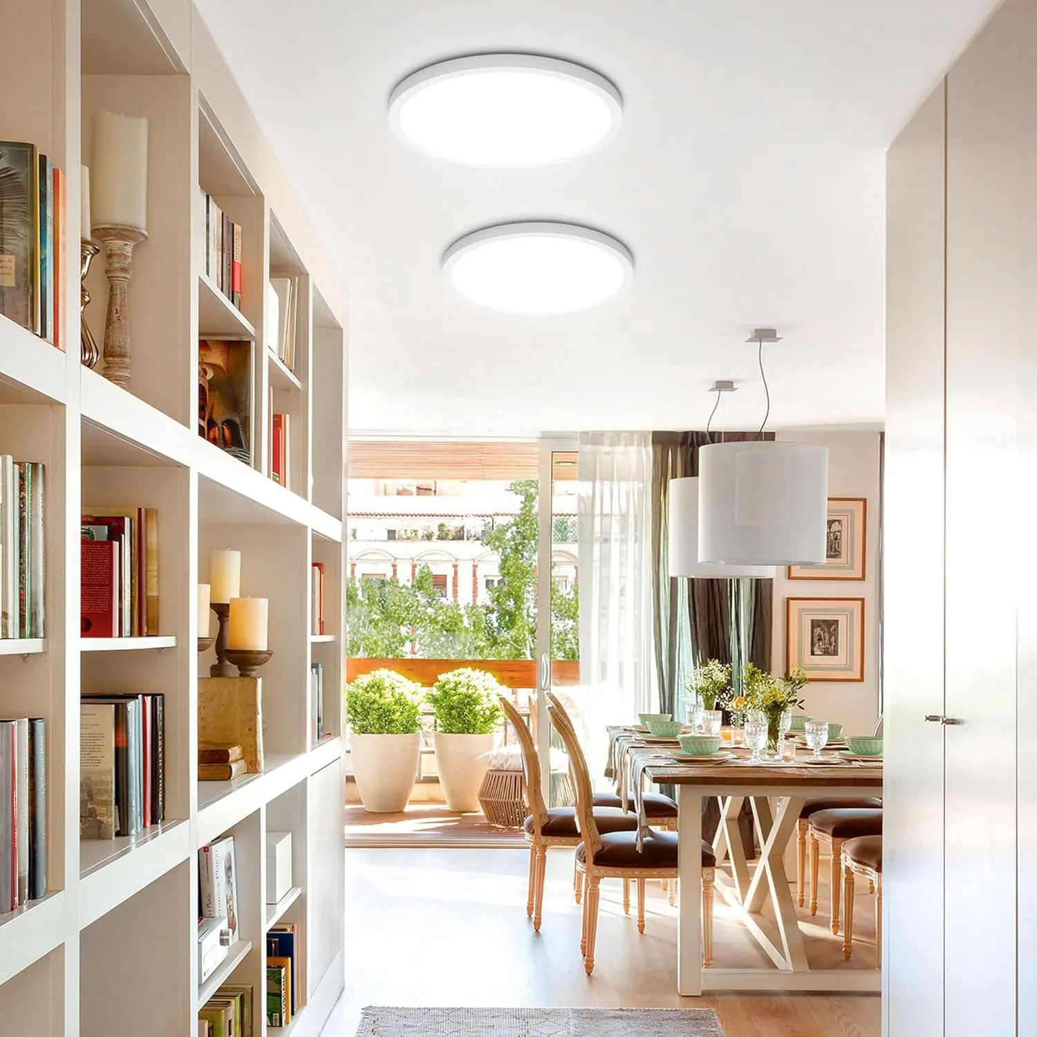 SunRider 2-Pack LED Flush Mount Ceiling Light, 12 Inch 2400LM, 5000K Daylight White, 24W Dimmable Modern Slim Round Flat Lights for Bedroom Hallway