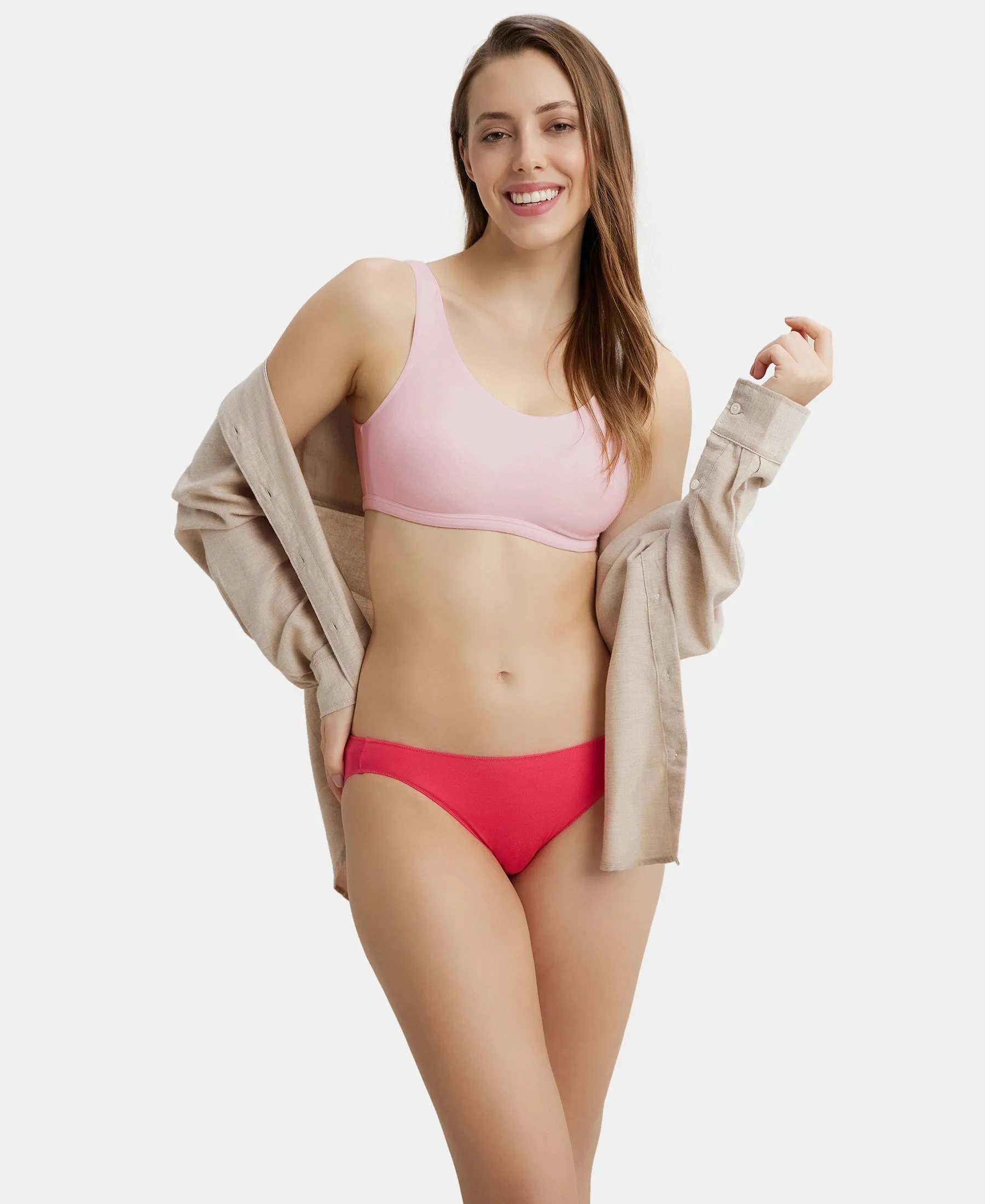 Super Combed Cotton Elastane Stretch Slip On Lounge Bra With StayFresh Treatment - Crush N Blush
