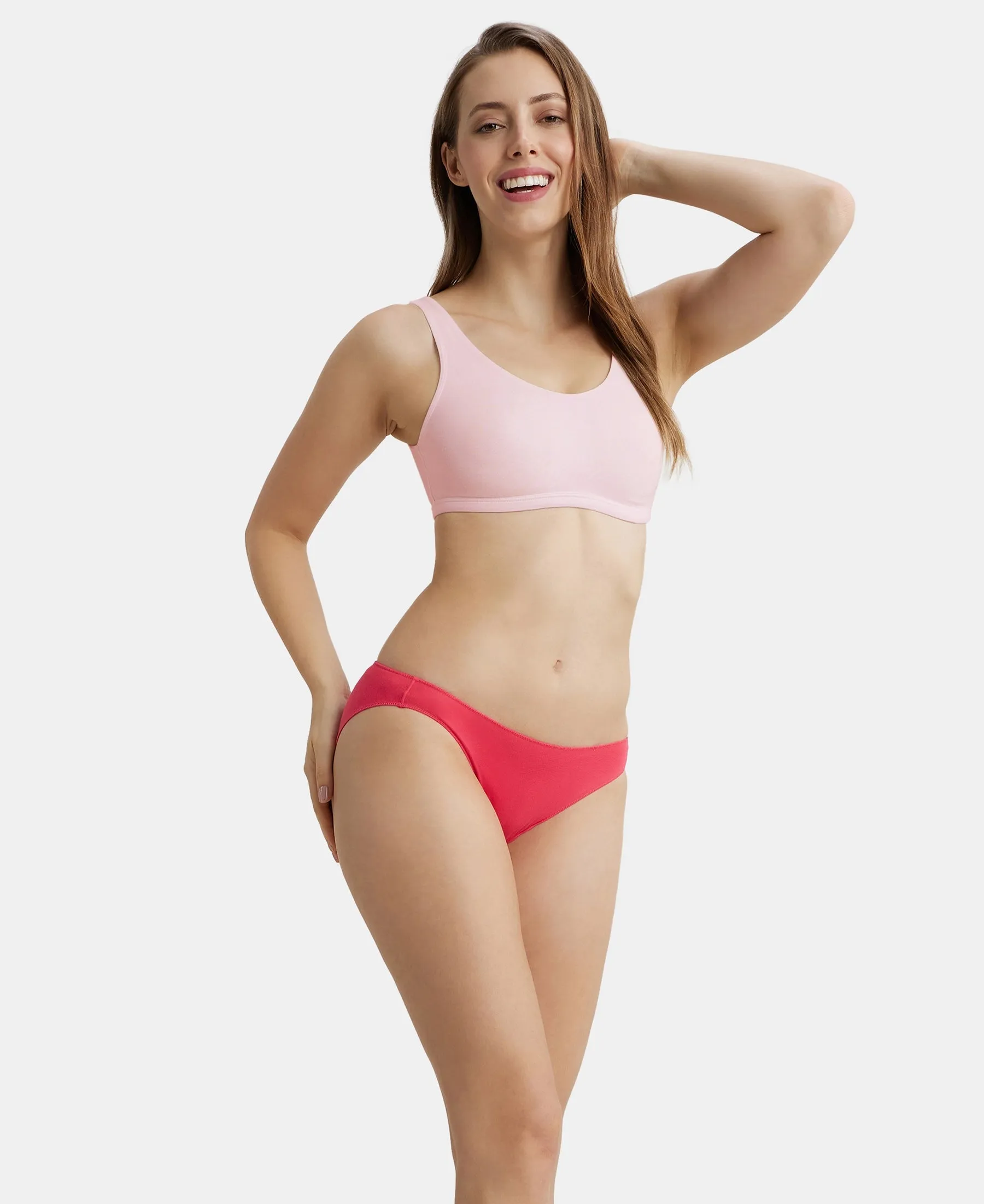 Super Combed Cotton Elastane Stretch Slip On Lounge Bra With StayFresh Treatment - Crush N Blush