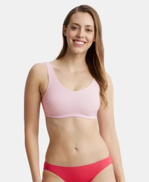 Super Combed Cotton Elastane Stretch Slip On Lounge Bra With StayFresh Treatment - Crush N Blush