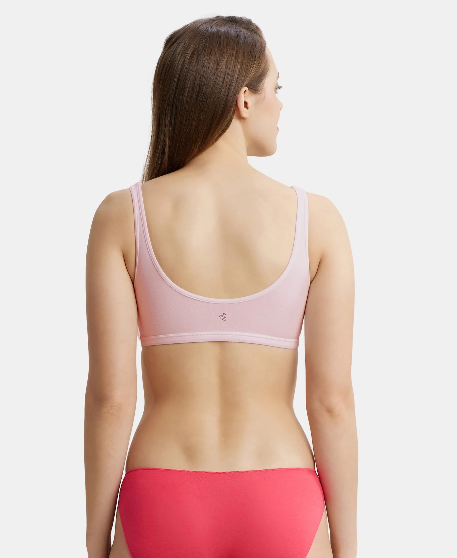 Super Combed Cotton Elastane Stretch Slip On Lounge Bra With StayFresh Treatment - Crush N Blush