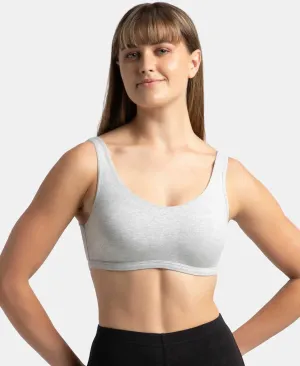 Super Combed Cotton Elastane Stretch Slip On Lounge Bra With StayFresh Treatment - Steel Grey Melange
