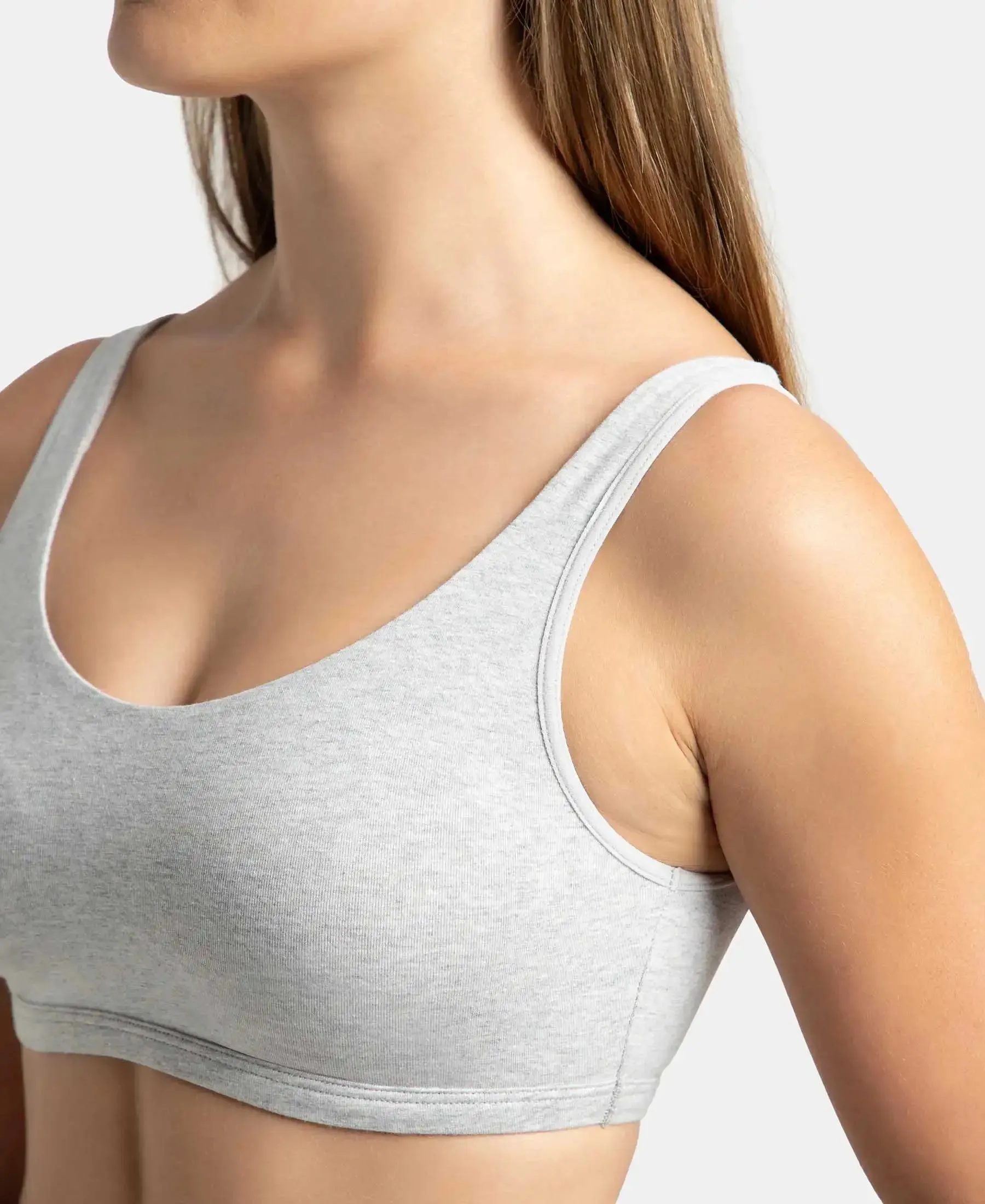 Super Combed Cotton Elastane Stretch Slip On Lounge Bra With StayFresh Treatment - Steel Grey Melange
