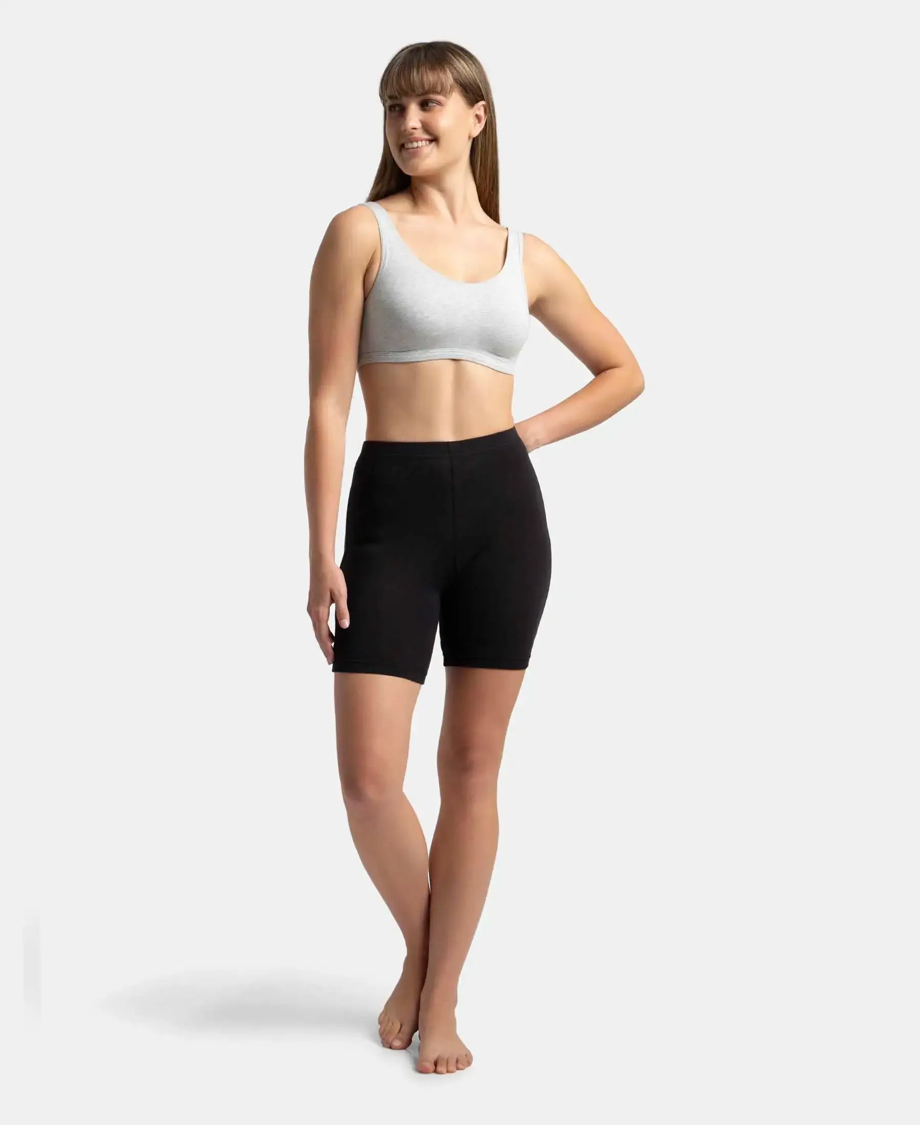 Super Combed Cotton Elastane Stretch Slip On Lounge Bra With StayFresh Treatment - Steel Grey Melange