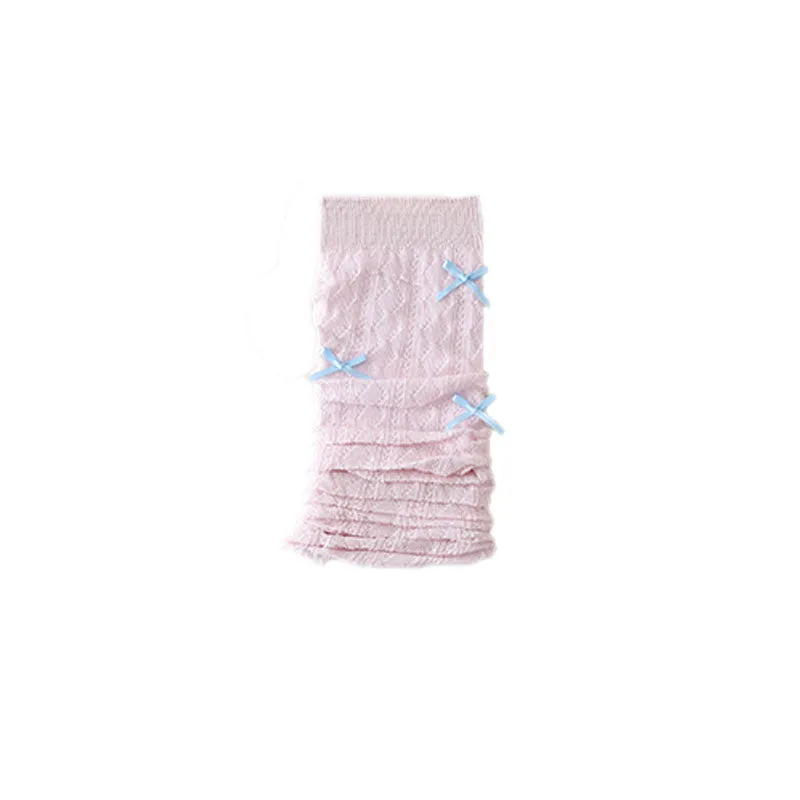 Sweetnana Spring and Summer Ultra Thin Leg Warmers for Women Solid Argyle with Bow Design
