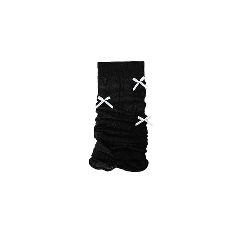 Sweetnana Spring and Summer Ultra Thin Leg Warmers for Women Solid Argyle with Bow Design