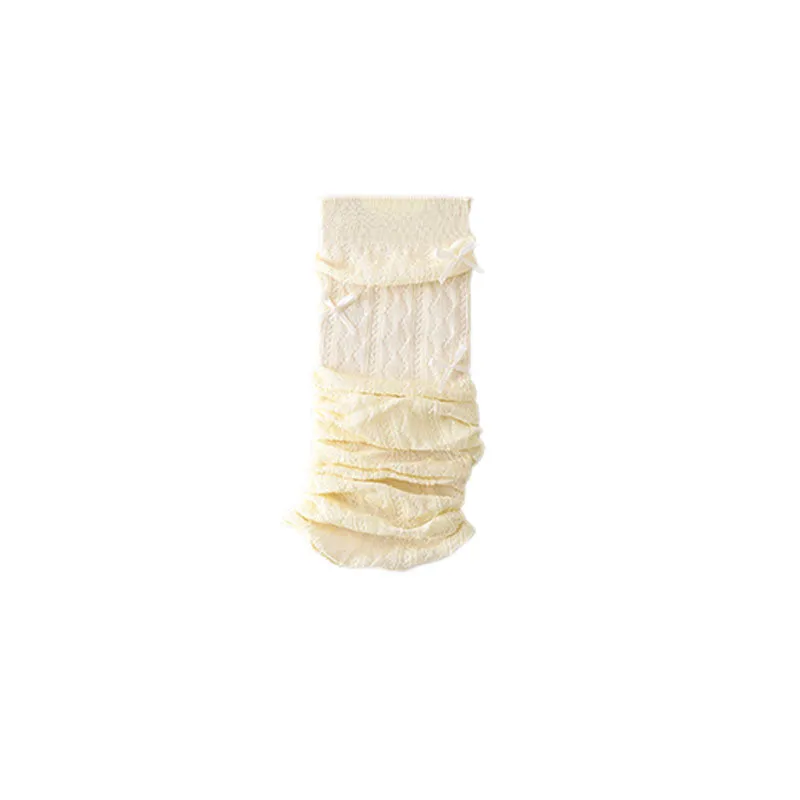 Sweetnana Spring and Summer Ultra Thin Leg Warmers for Women Solid Argyle with Bow Design