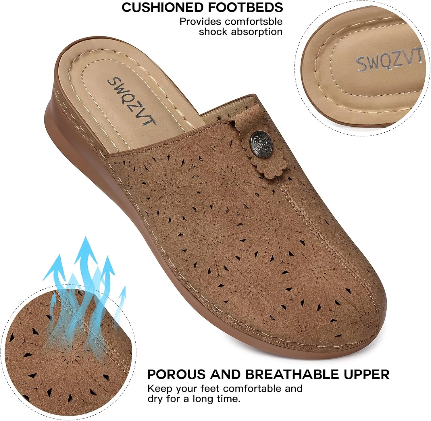 SWQZVT Clogs for Women Mules Slip-On: Closed Toe Clog - Comfortable Dressy Mule