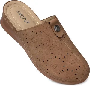 SWQZVT Clogs for Women Mules Slip-On: Closed Toe Clog - Comfortable Dressy Mule