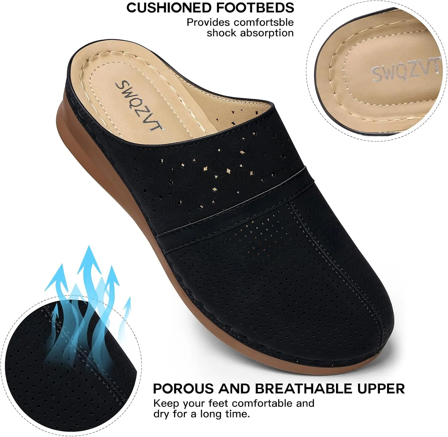 SWQZVT Clogs for Women Mules Slip-On: Closed Toe Clog - Comfortable Dressy Mule