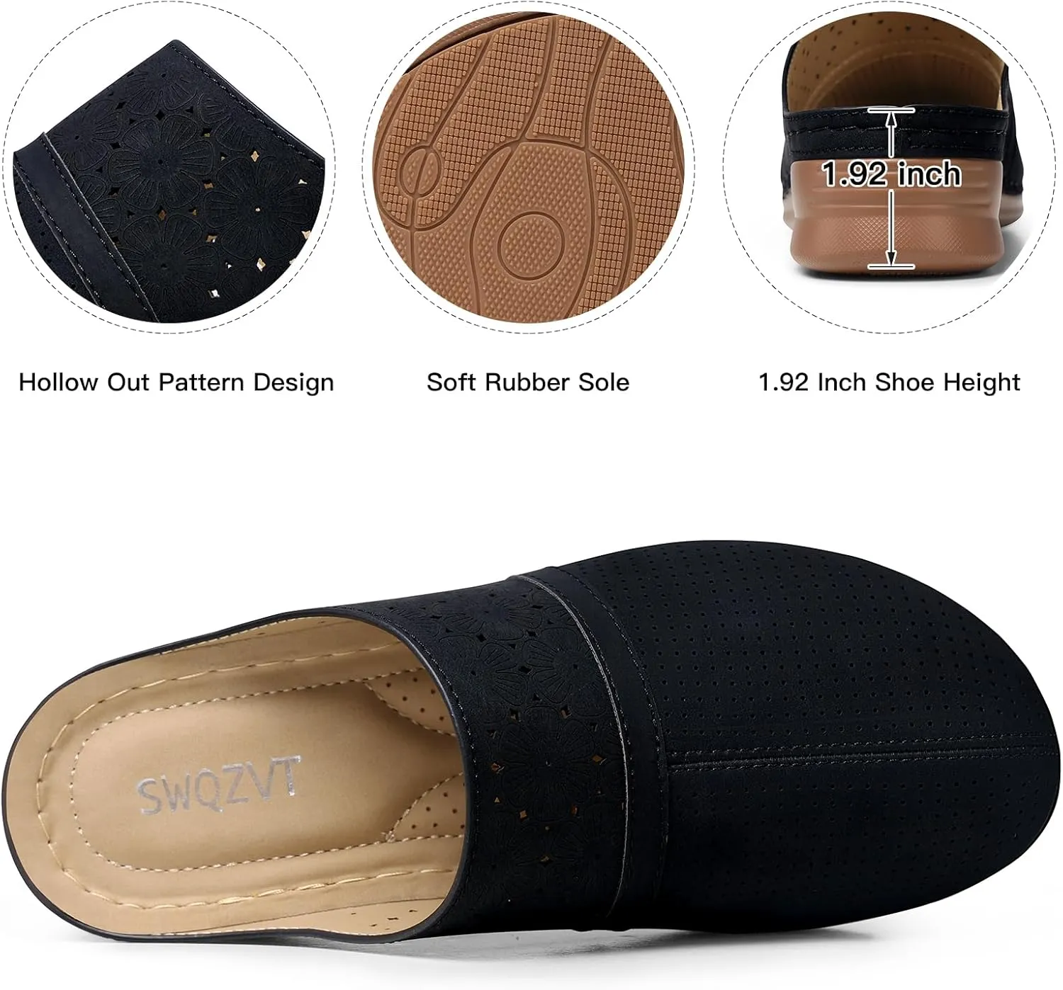 SWQZVT Clogs for Women Mules Slip-On: Closed Toe Clog - Comfortable Dressy Mule