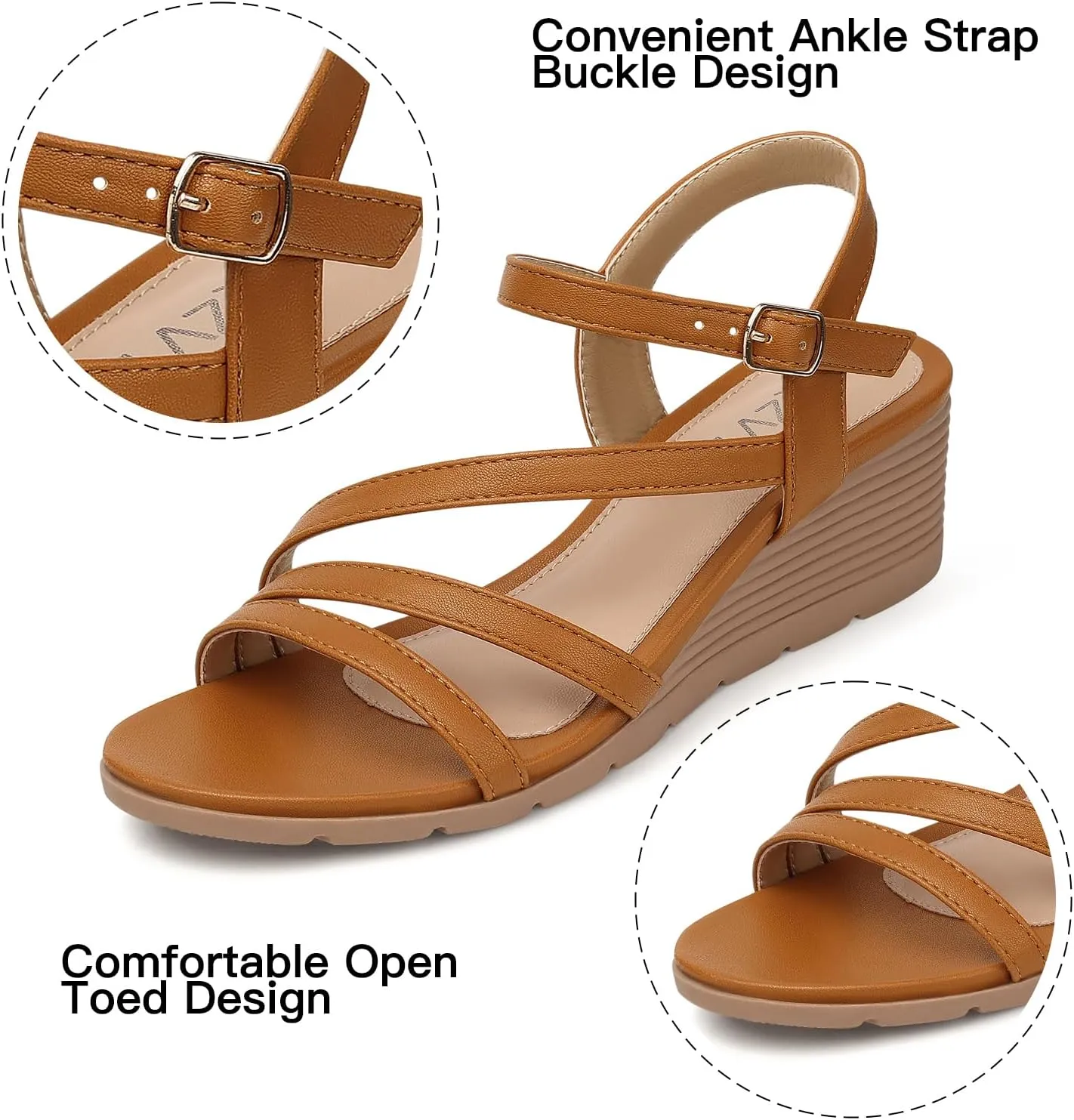 SWQZVT Wedge Sandals Women Dressy: Summer Low Wedges Comfort Sandal - Comfortable Strappy Casual Womens Sandals